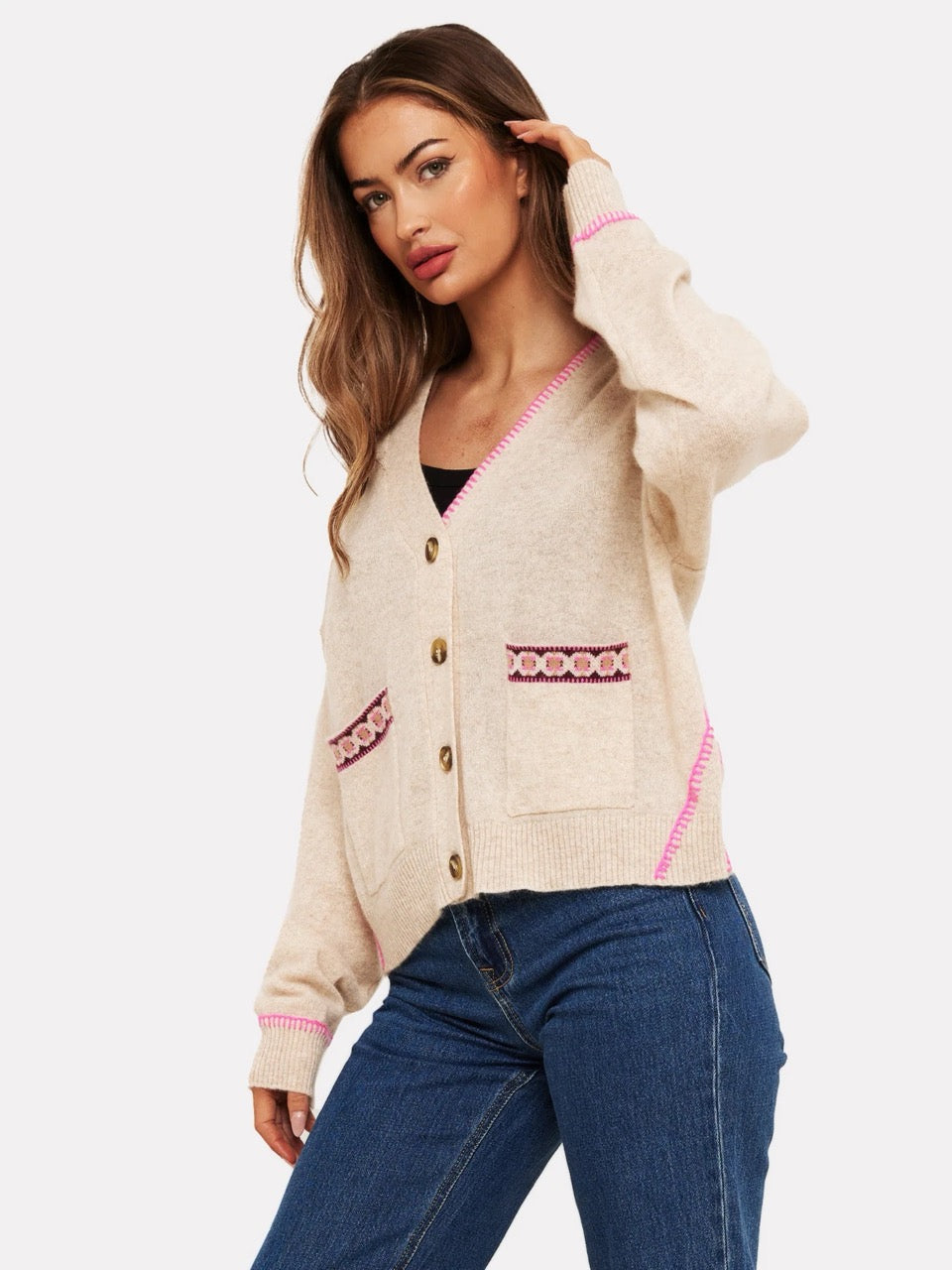 Brodie Mila Geo trim cardigan