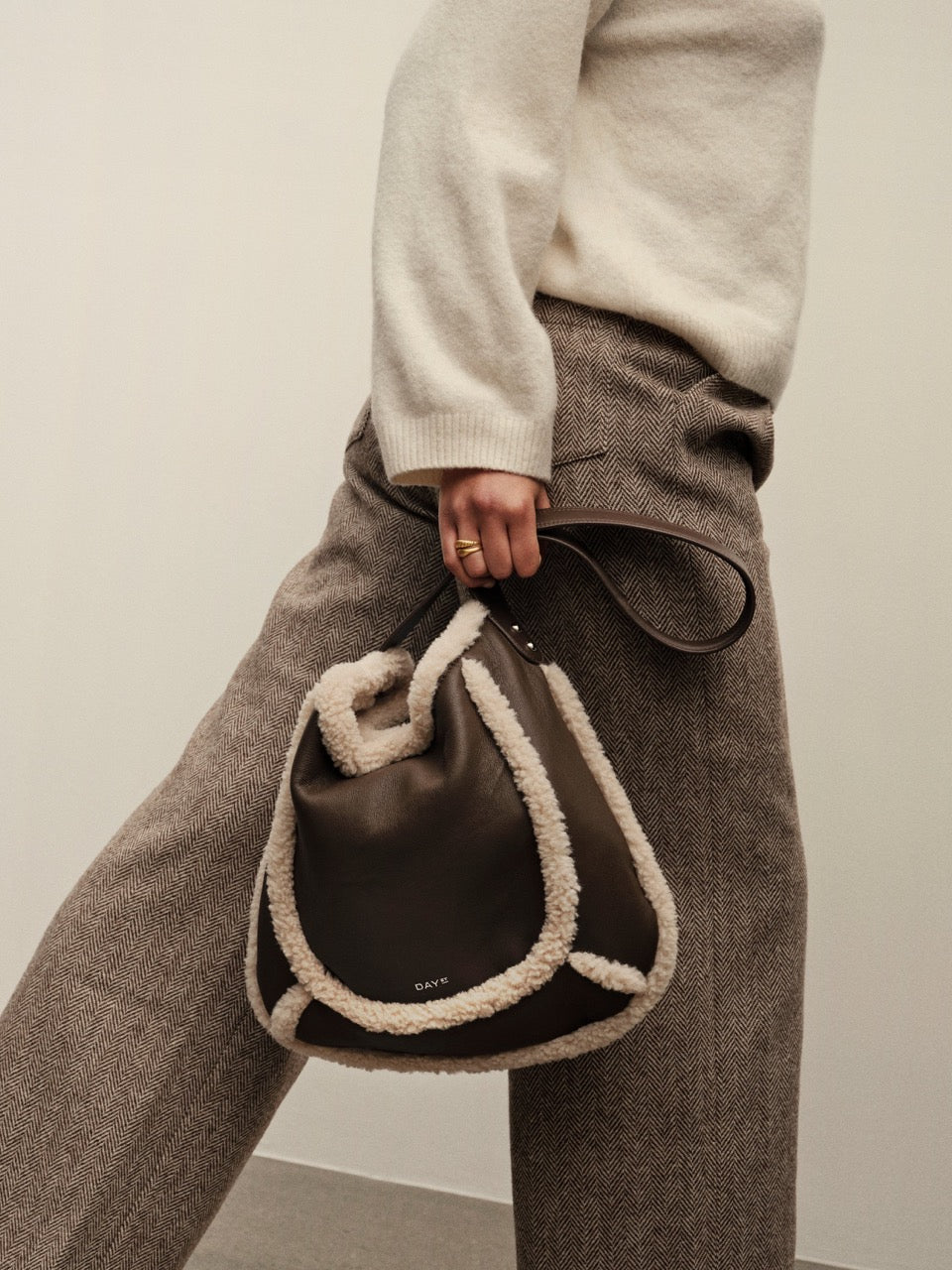 Day ET Day Faux Shearling Shoulder Bag