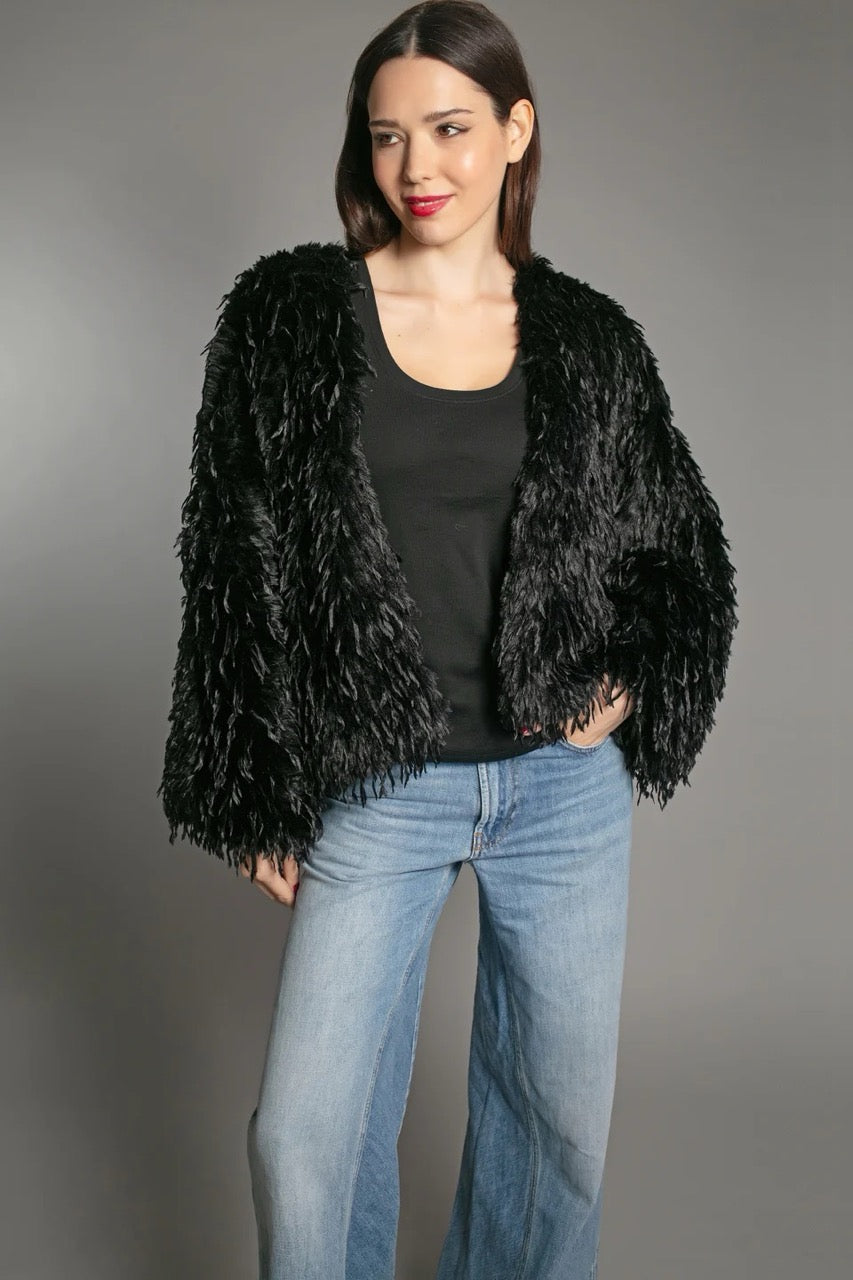 Nooki Marmot Fur Jacket Black