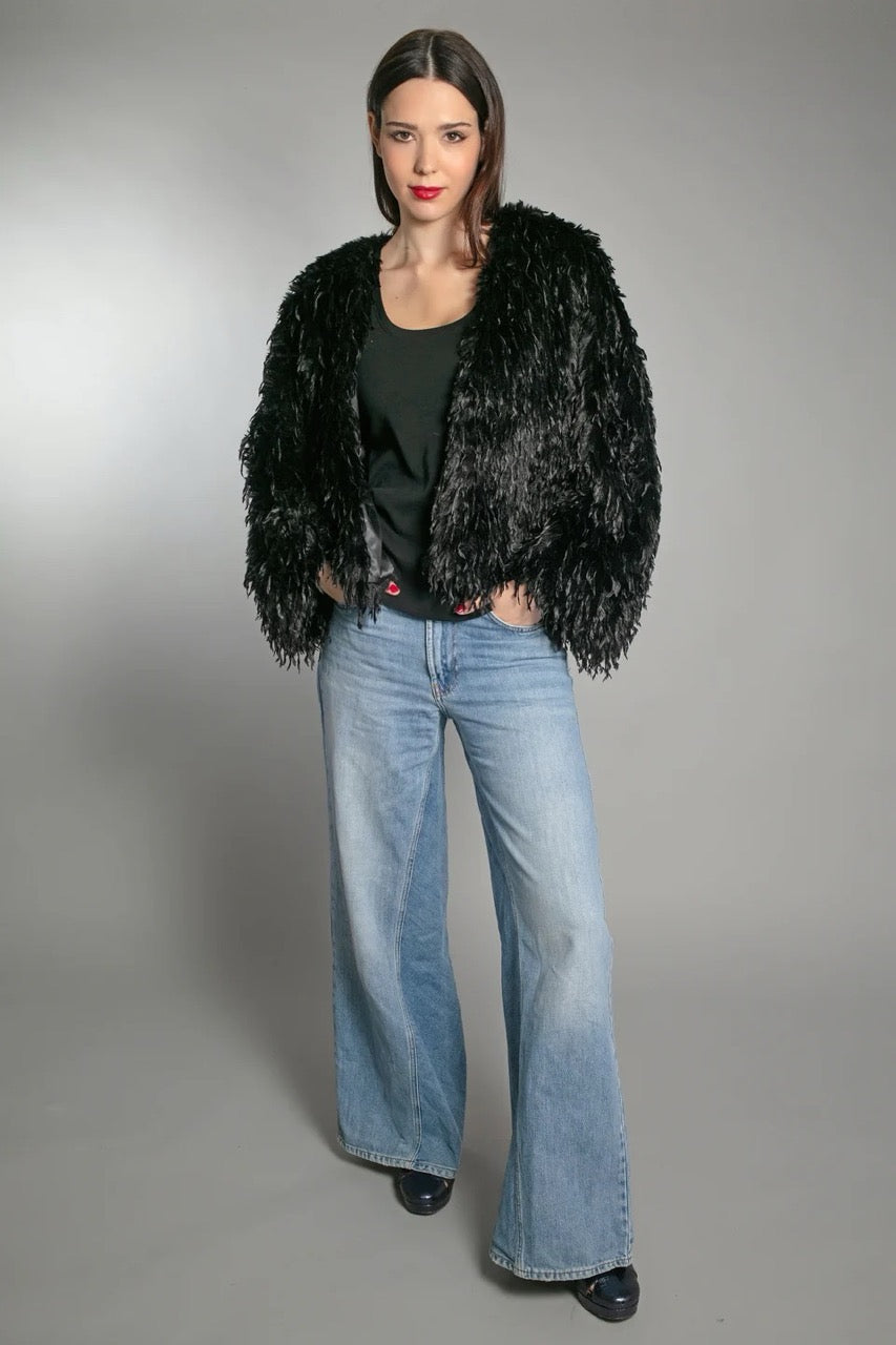 Nooki Marmot Fur Jacket Black