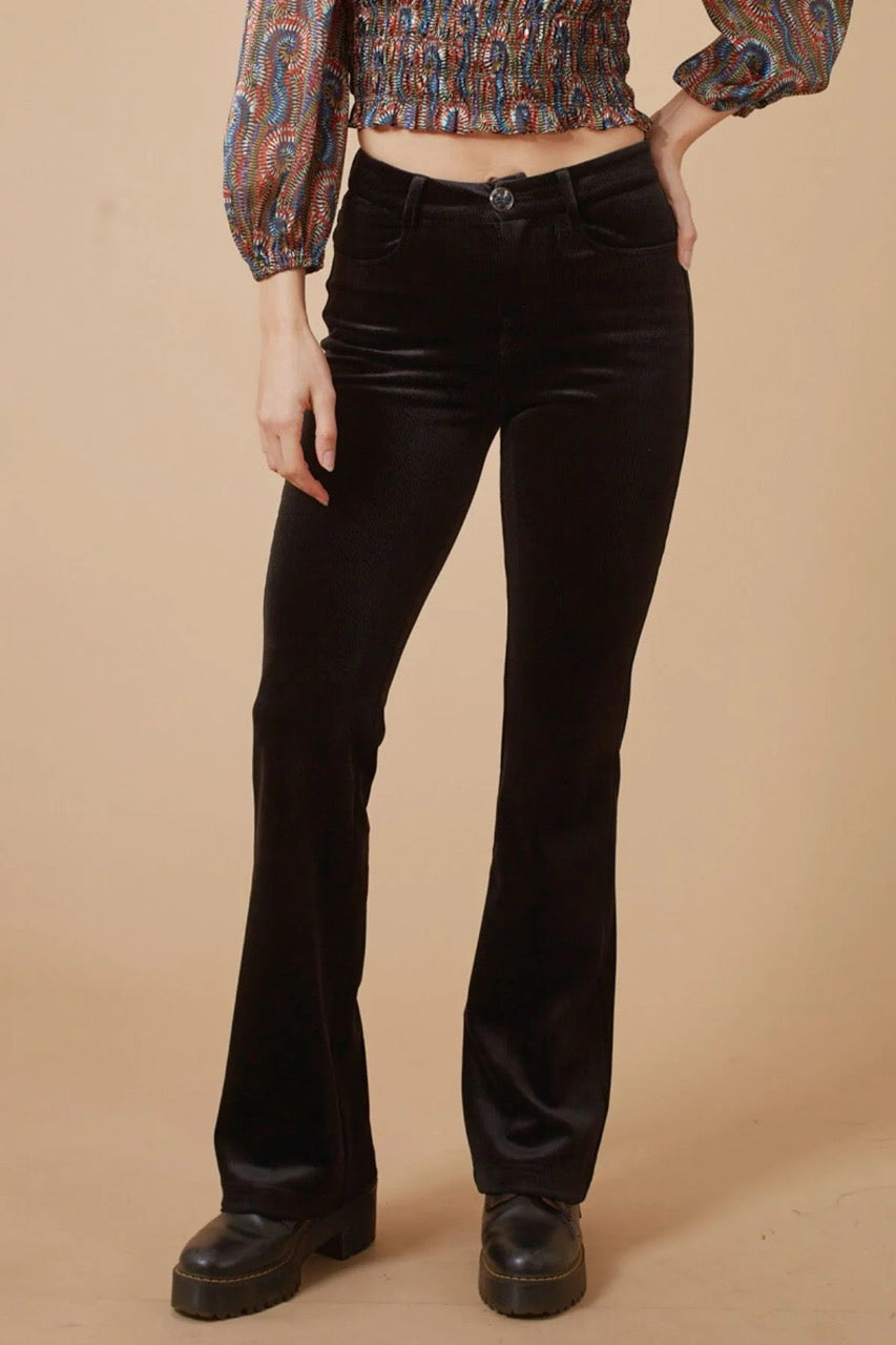 traffic People Kick Flare Trousers Black