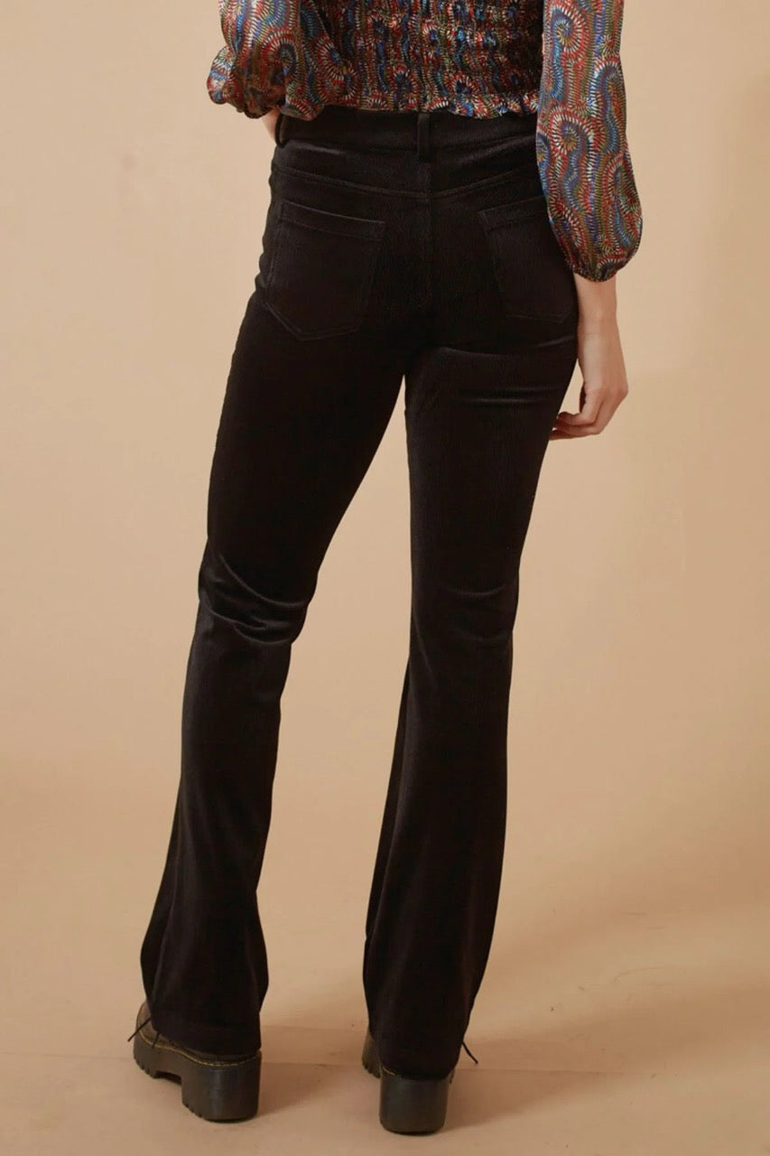 traffic People Kick Flare Trousers Black